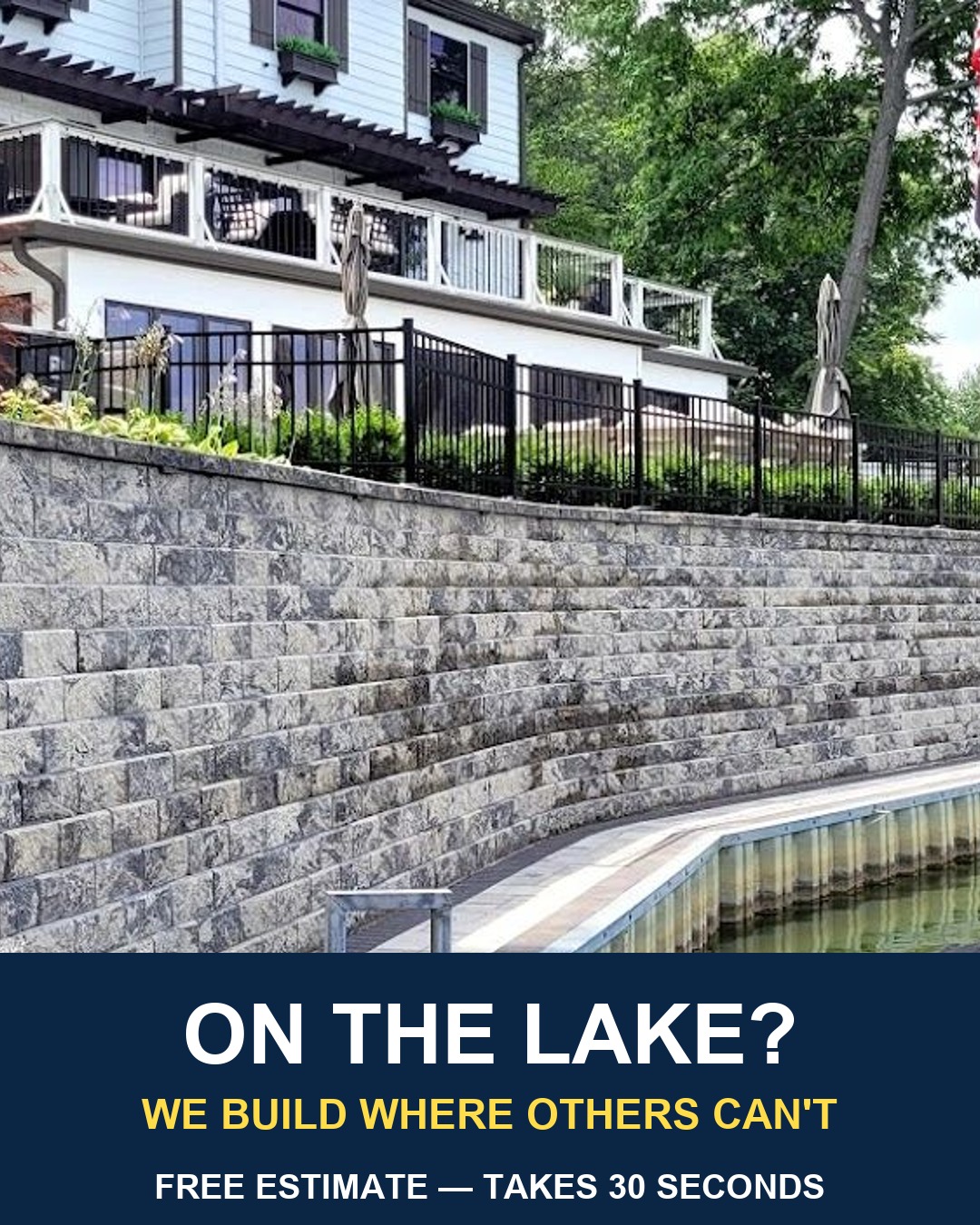 Lakeside landscaping on Morse Reservoir by LA Landscapes Inc